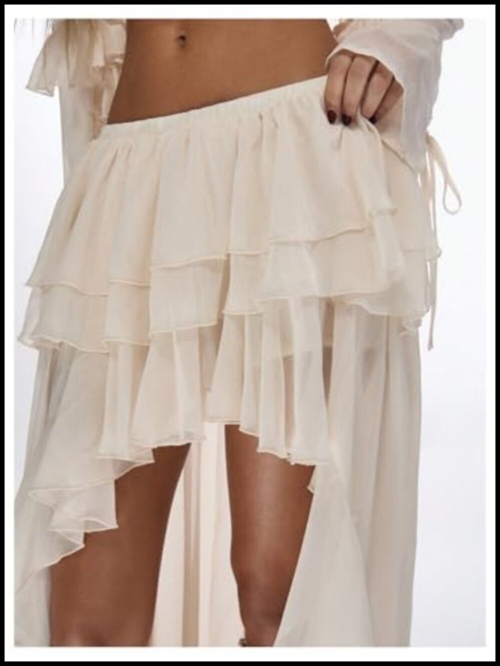 Western High Low Ruffle Chiffon Skirt - Cowgirl Country Concert Outfit - Picture 3 of 5